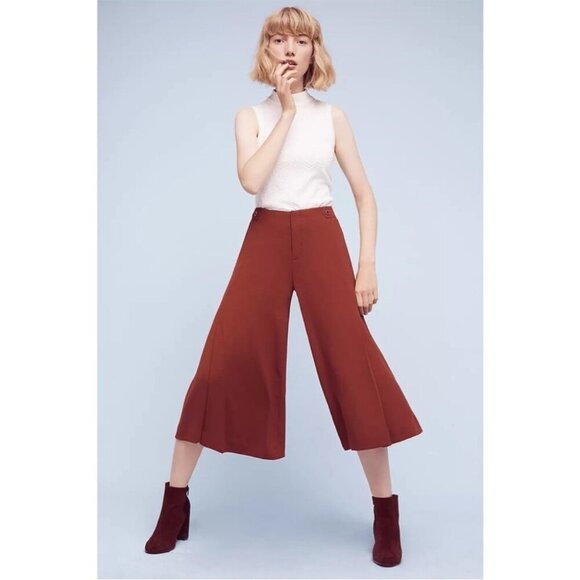 Anthropologie Pants - Anthropologie The Essential Culotte in Copper red burgundy Size 4 medium